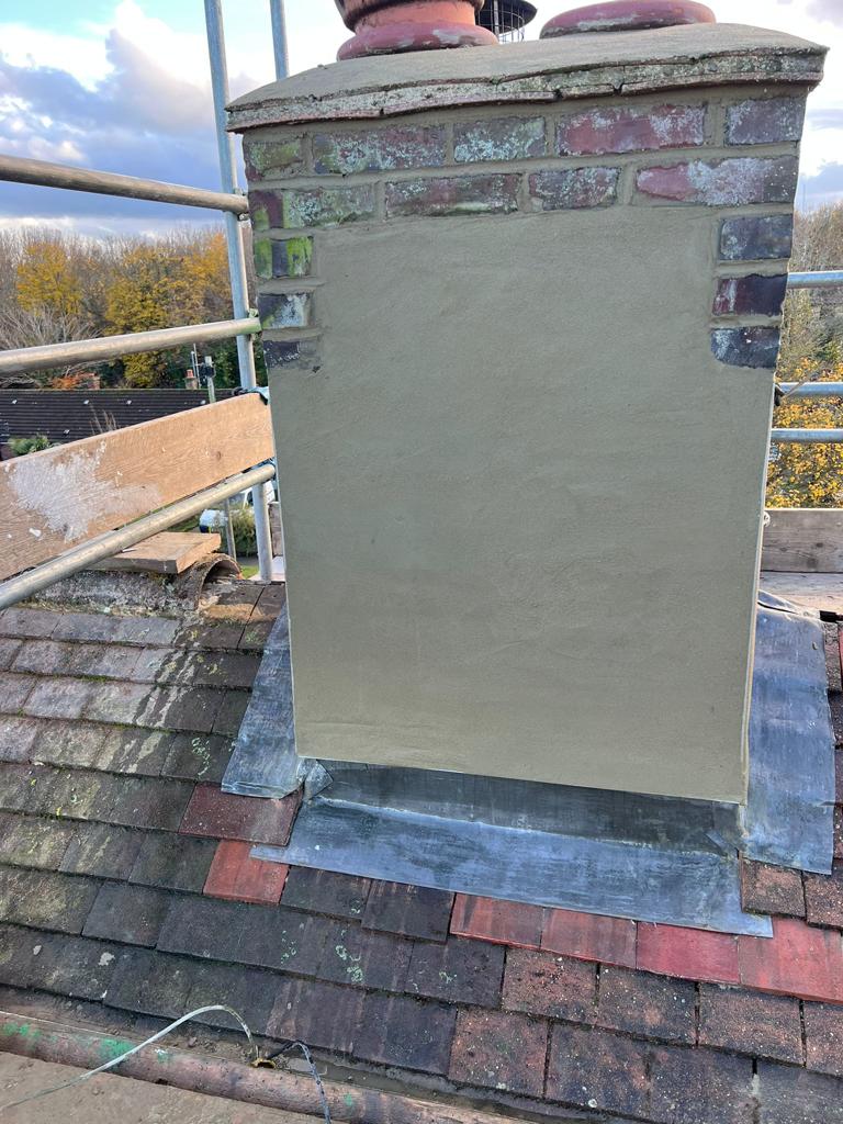chimney stack rendering and lead flashing in chelmsford 5